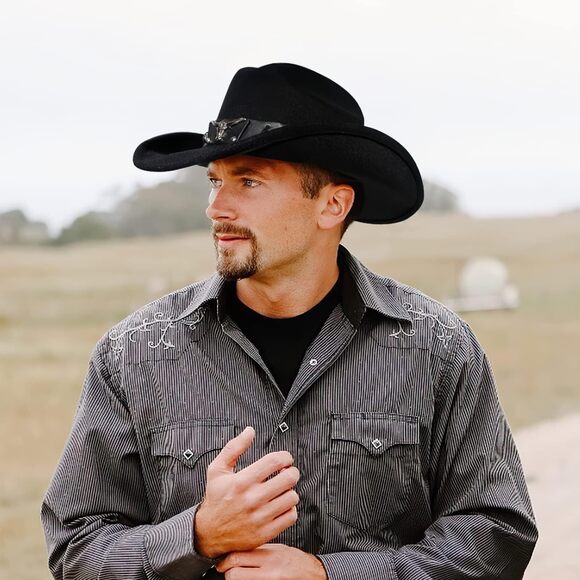 2247 Black Cowboy Hats For Men & Women Cowgirl Hats With Hat Band main image 4